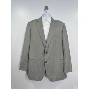Samuelsohn Men Grey Houndstooth Wool Sport Coat Blazer 48R